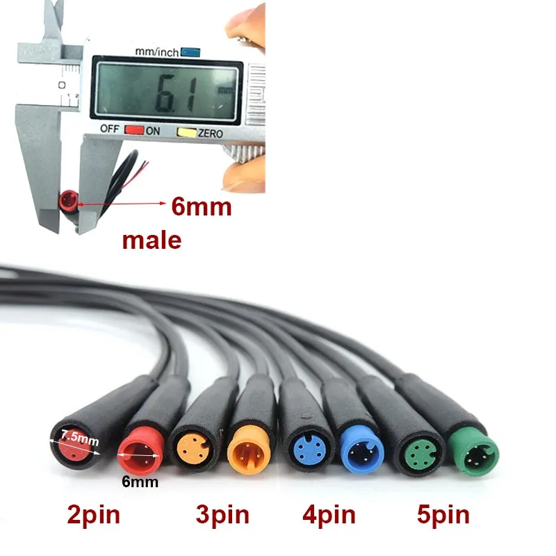 6mm M6 2/3/4/5 Pin core male female Electric ebike Butt Plug power Cable Connector waterproof Scooter Brake Signal Sensor