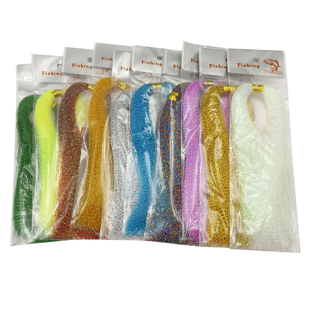 5pcs fly fishing line crystal twisted holographic tinsel 10colors for making jig hook lure files decorating lure making material
