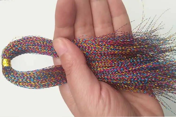 5pcs fly fishing line crystal twisted holographic tinsel 10colors for making jig hook lure files decorating lure making material