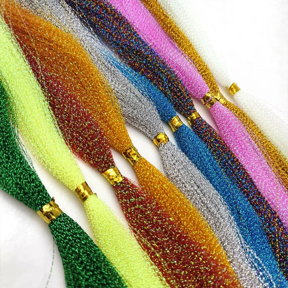 5pcs fly fishing line crystal twisted holographic tinsel 10colors for making jig hook lure files decorating lure making material