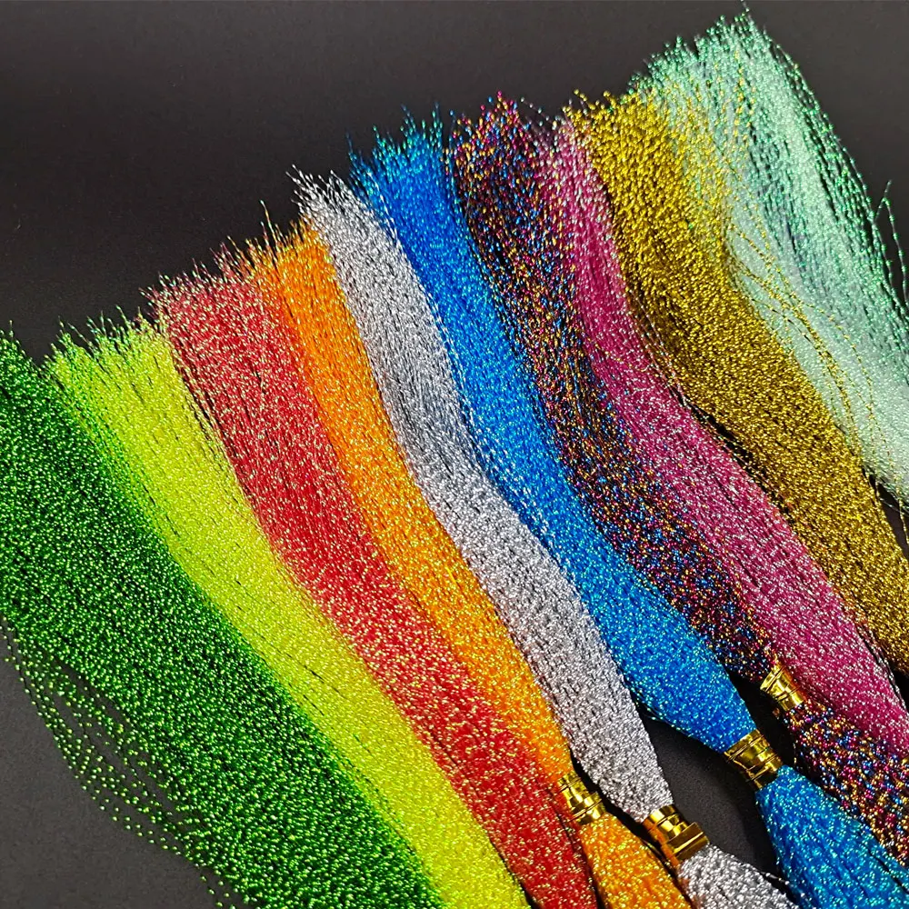 5pcs fly fishing line crystal twisted holographic tinsel 10colors for making jig hook lure files decorating lure making material