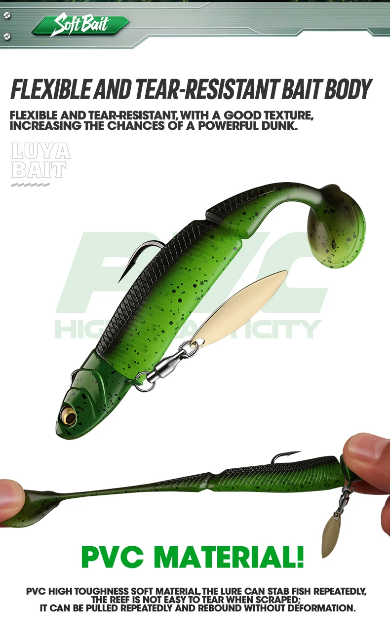 TAIYU Jig Head Soft Fishing Lures 21g T-tail Silicone Lure Wobblers Metal Spinner Spoon Bait For Pike Trout Bass Fishing Tackle