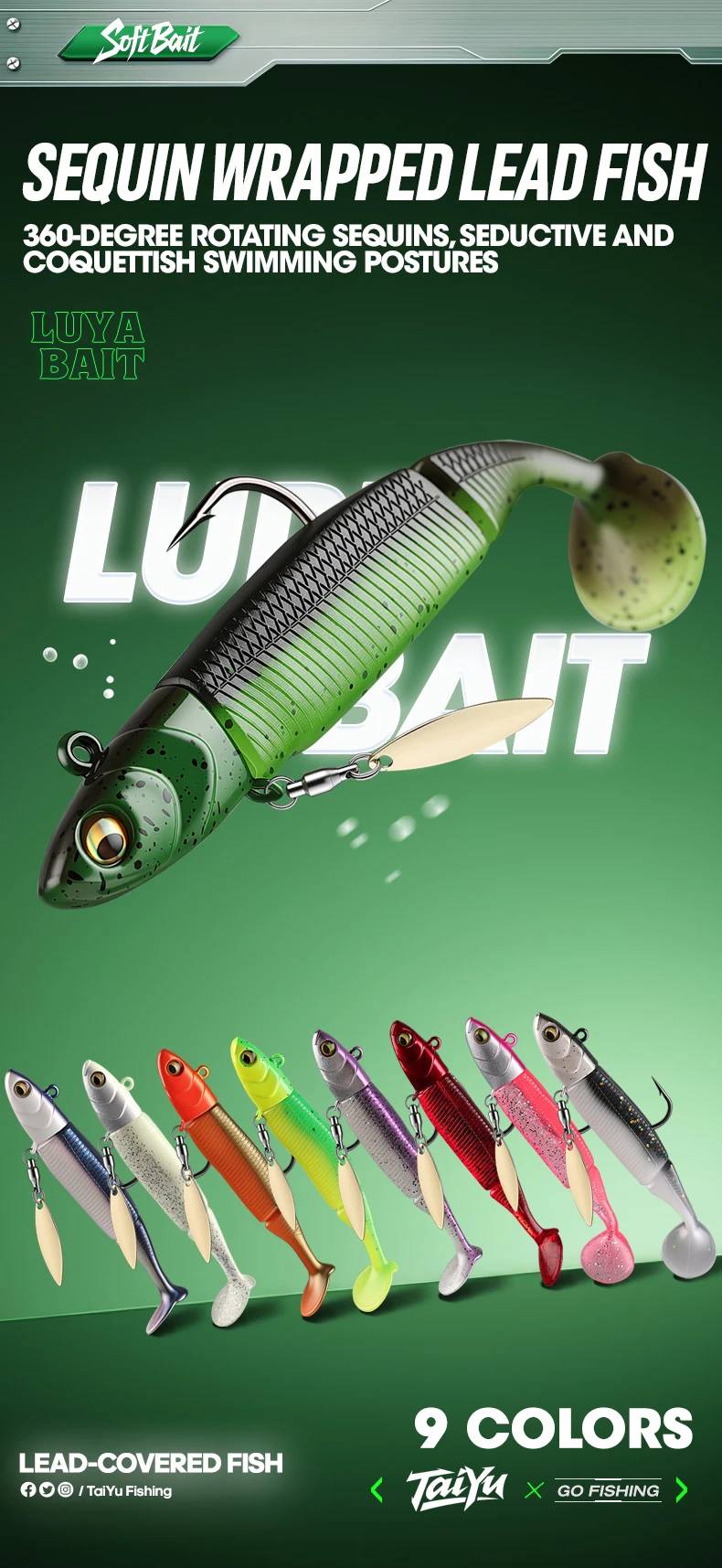 TAIYU Jig Head Soft Fishing Lures 21g T-tail Silicone Lure Wobblers Metal Spinner Spoon Bait For Pike Trout Bass Fishing Tackle