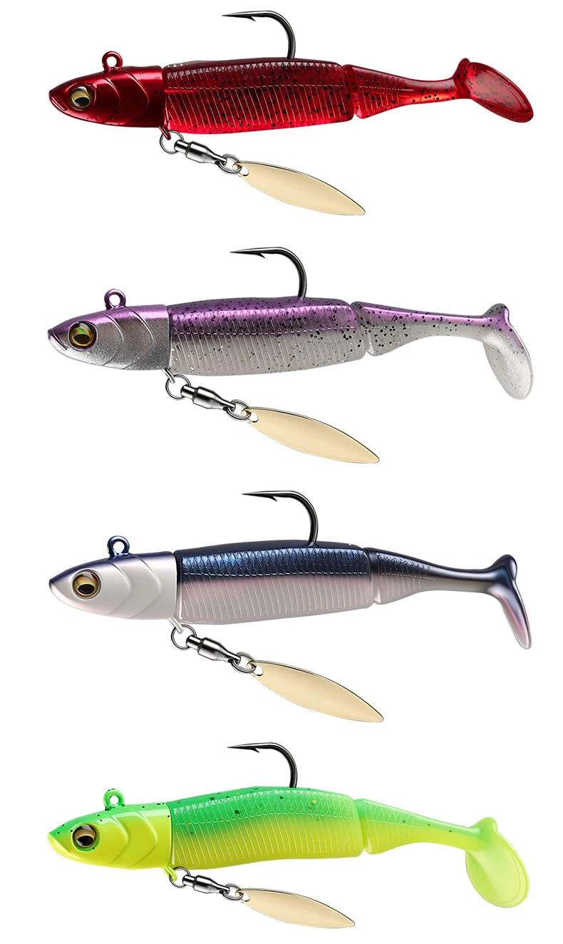 TAIYU Jig Head Soft Fishing Lures 21g T-tail Silicone Lure Wobblers Metal Spinner Spoon Bait For Pike Trout Bass Fishing Tackle