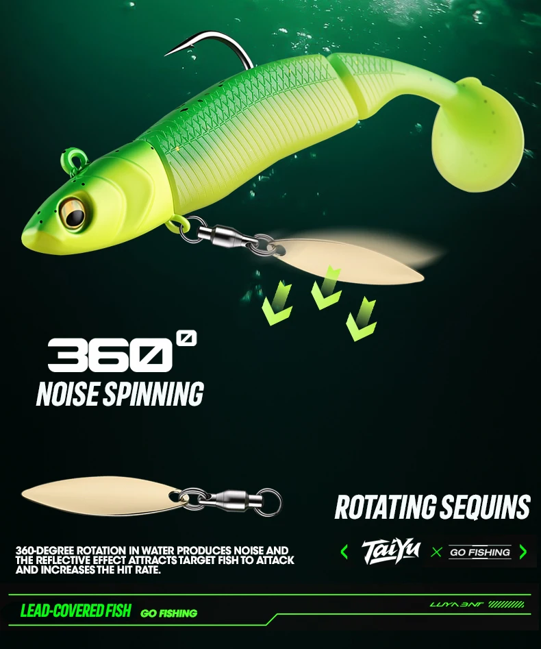 TAIYU Jig Head Soft Fishing Lures 21g T-tail Silicone Lure Wobblers Metal Spinner Spoon Bait For Pike Trout Bass Fishing Tackle