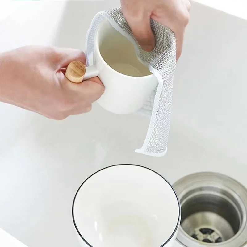 5/12pcs Wire Dishwashing Rag, Multifunctional Non-Scratch Wire Dishcloth for Cleaning Kitchen Bathroom