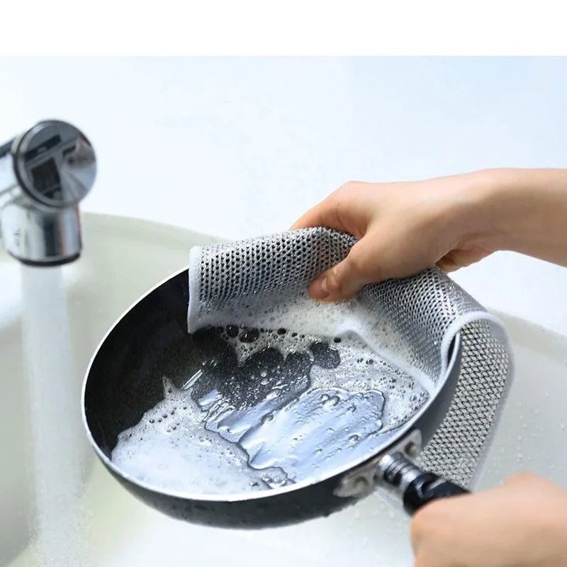 5/12pcs Wire Dishwashing Rag, Multifunctional Non-Scratch Wire Dishcloth for Cleaning Kitchen Bathroom