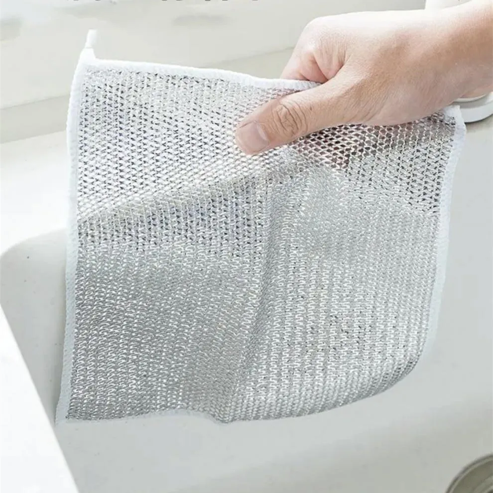 5/12pcs Wire Dishwashing Rag, Multifunctional Non-Scratch Wire Dishcloth for Cleaning Kitchen Bathroom