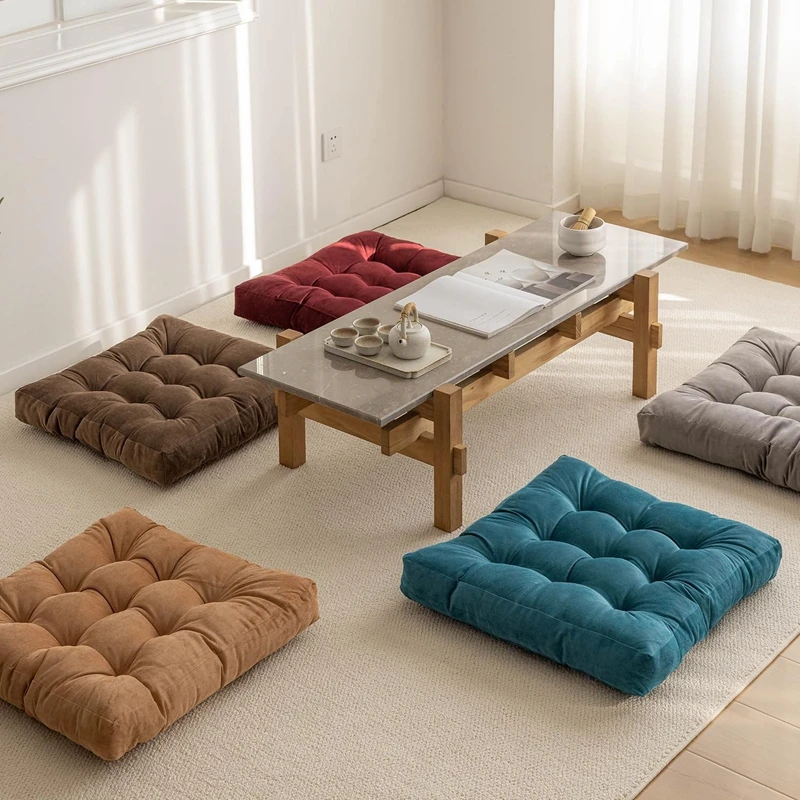 Floor Pillow Square Floor Seating Pillow Cushion Meditation Yoga Seat Kneeling Pillows Thick Tufted Cushions Mat Pad Balcony