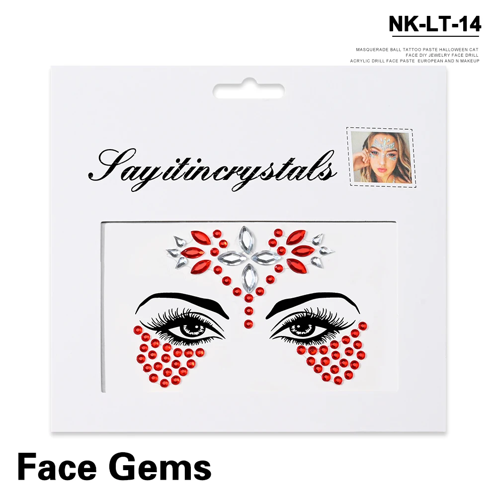 5Pcs Mermaid Face Jewels Gems Rhinestones Rave Eyes Body Temporary Sticker Crystal Face Stickers Decorations for Women & Girl **