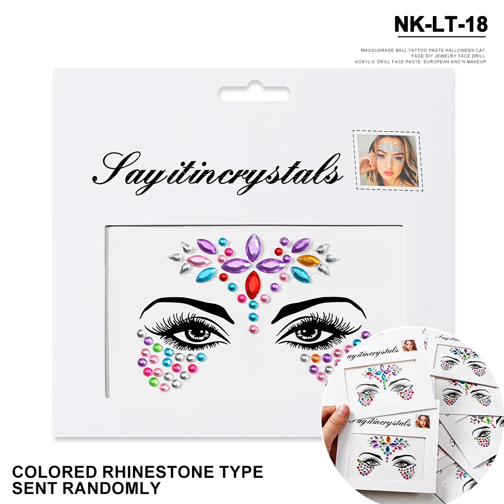 5Pcs Mermaid Face Jewels Gems Rhinestones Rave Eyes Body Temporary Sticker Crystal Face Stickers Decorations for Women & Girl **