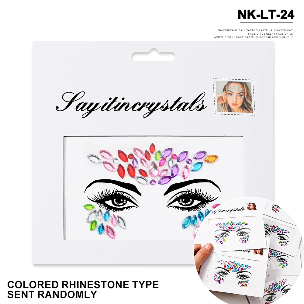 5Pcs Mermaid Face Jewels Gems Rhinestones Rave Eyes Body Temporary Sticker Crystal Face Stickers Decorations for Women & Girl **