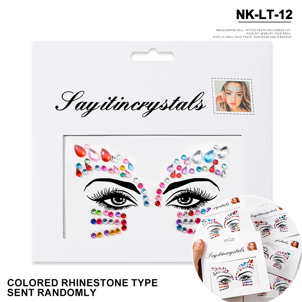 5Pcs Mermaid Face Jewels Gems Rhinestones Rave Eyes Body Temporary Sticker Crystal Face Stickers Decorations for Women & Girl **