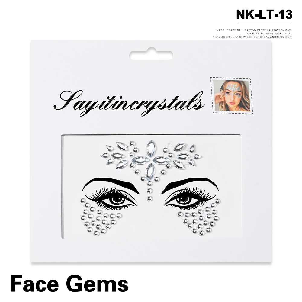 5Pcs Mermaid Face Jewels Gems Rhinestones Rave Eyes Body Temporary Sticker Crystal Face Stickers Decorations for Women & Girl **