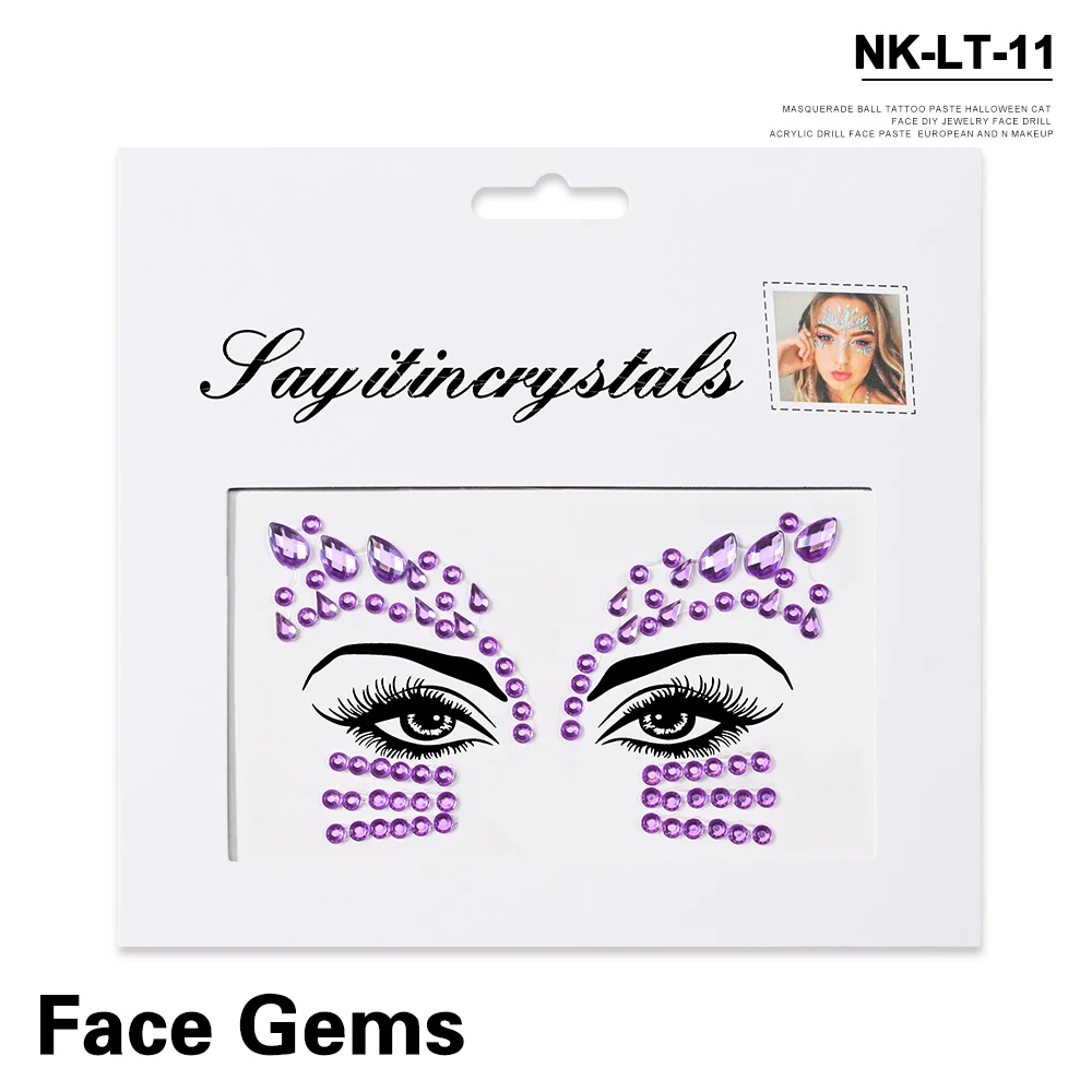 5Pcs Mermaid Face Jewels Gems Rhinestones Rave Eyes Body Temporary Sticker Crystal Face Stickers Decorations for Women & Girl **