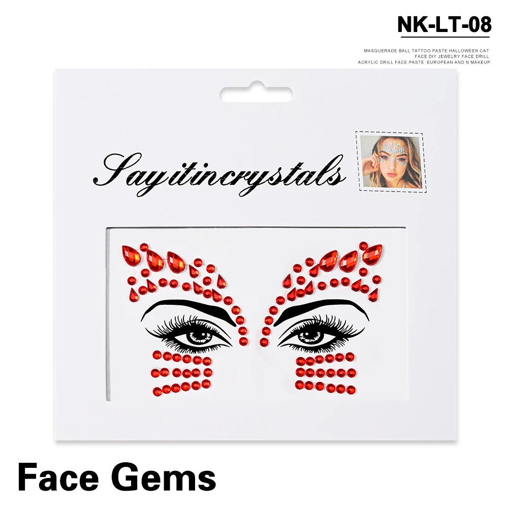 5Pcs Mermaid Face Jewels Gems Rhinestones Rave Eyes Body Temporary Sticker Crystal Face Stickers Decorations for Women & Girl **
