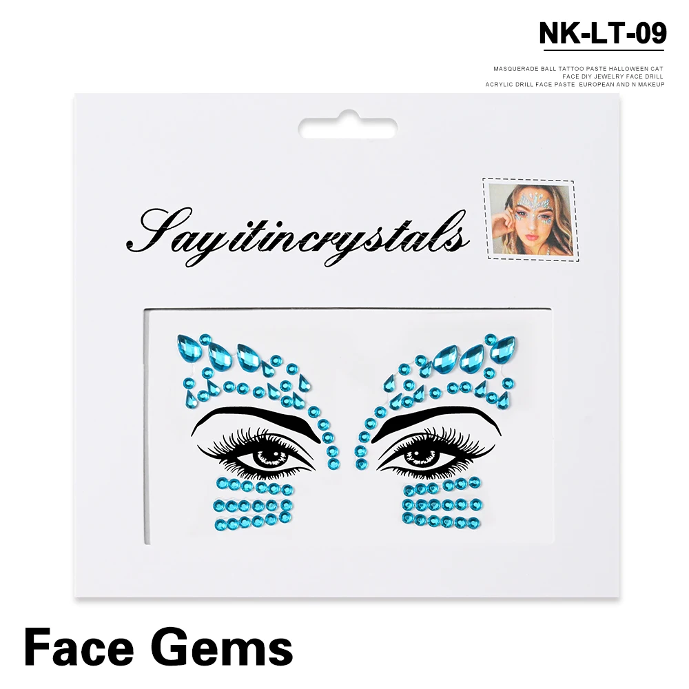 5Pcs Mermaid Face Jewels Gems Rhinestones Rave Eyes Body Temporary Sticker Crystal Face Stickers Decorations for Women & Girl **