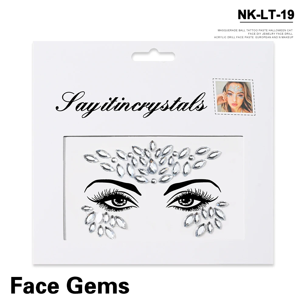 5Pcs Mermaid Face Jewels Gems Rhinestones Rave Eyes Body Temporary Sticker Crystal Face Stickers Decorations for Women & Girl **