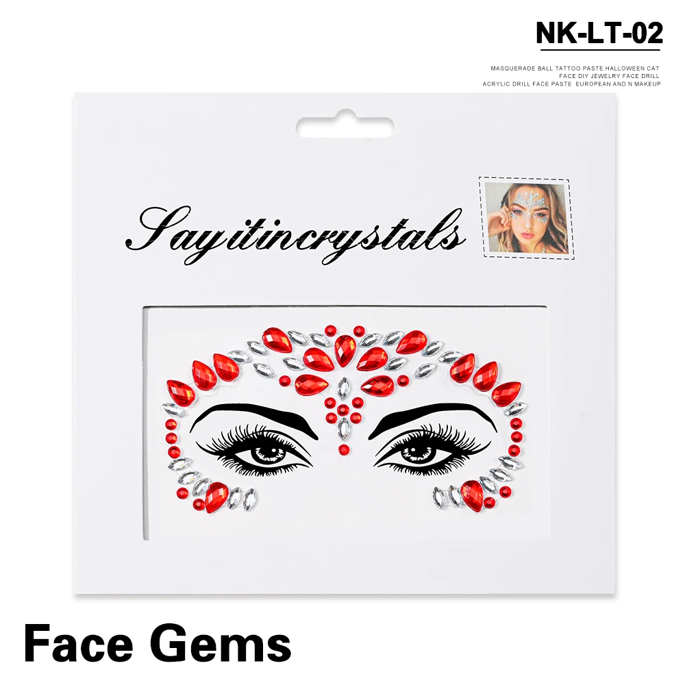 5Pcs Mermaid Face Jewels Gems Rhinestones Rave Eyes Body Temporary Sticker Crystal Face Stickers Decorations for Women & Girl **