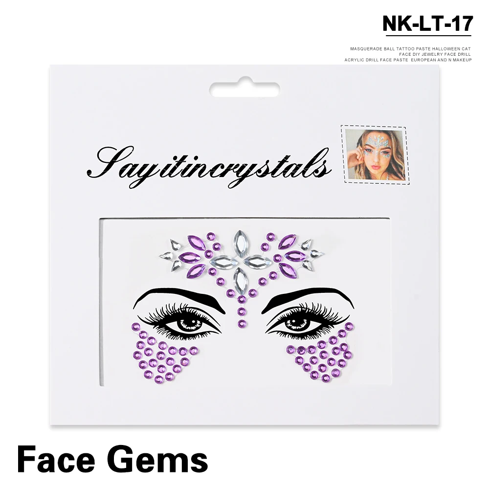 5Pcs Mermaid Face Jewels Gems Rhinestones Rave Eyes Body Temporary Sticker Crystal Face Stickers Decorations for Women & Girl **