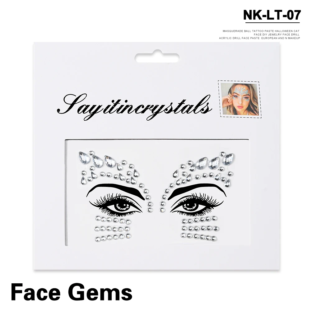 5Pcs Mermaid Face Jewels Gems Rhinestones Rave Eyes Body Temporary Sticker Crystal Face Stickers Decorations for Women & Girl **