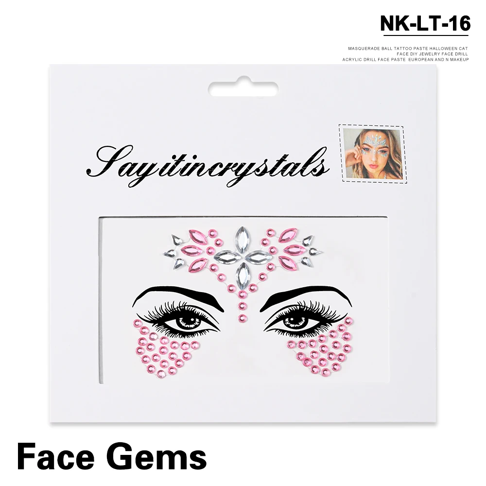 5Pcs Mermaid Face Jewels Gems Rhinestones Rave Eyes Body Temporary Sticker Crystal Face Stickers Decorations for Women & Girl **