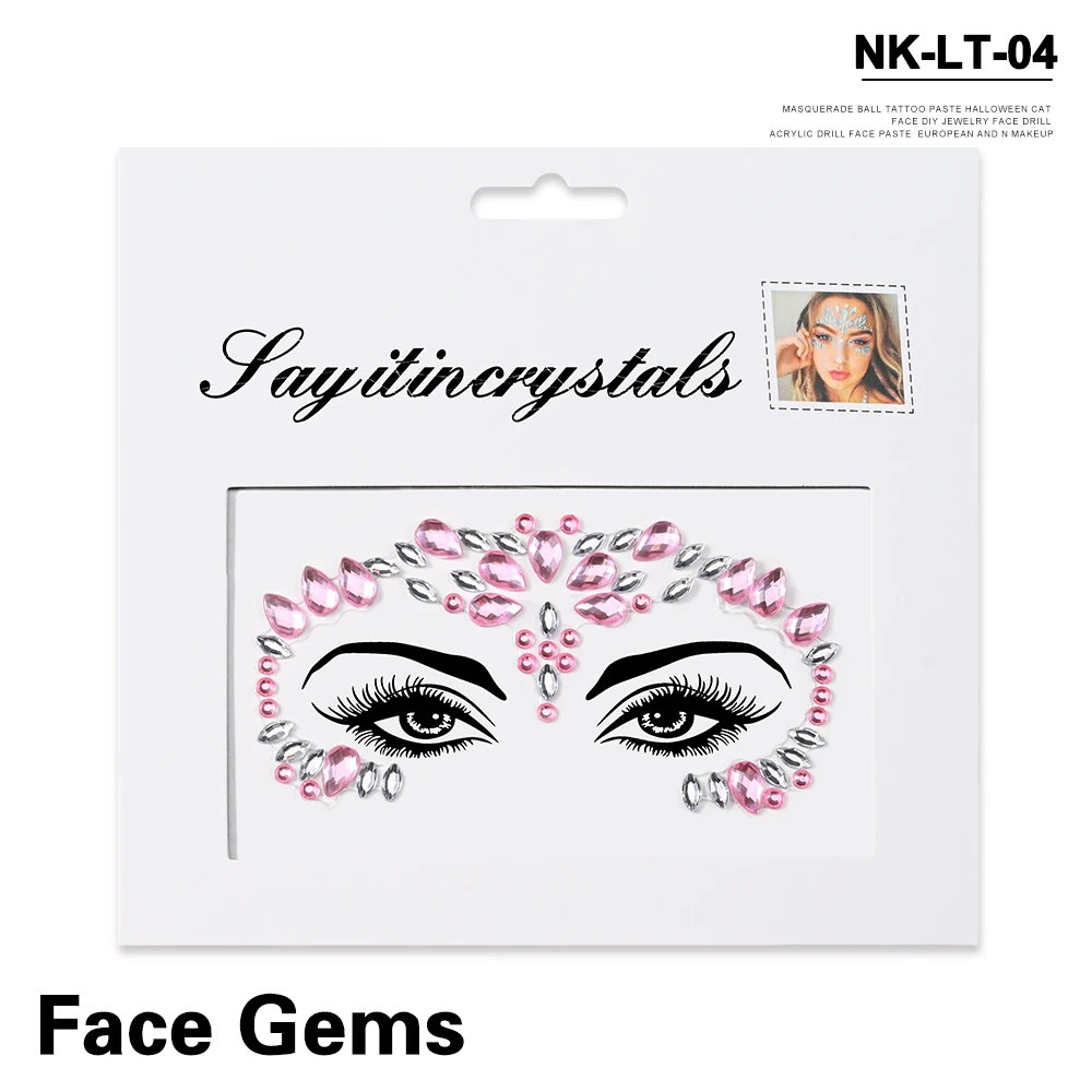 5Pcs Mermaid Face Jewels Gems Rhinestones Rave Eyes Body Temporary Sticker Crystal Face Stickers Decorations for Women & Girl **