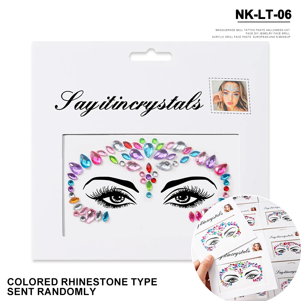5Pcs Mermaid Face Jewels Gems Rhinestones Rave Eyes Body Temporary Sticker Crystal Face Stickers Decorations for Women & Girl **