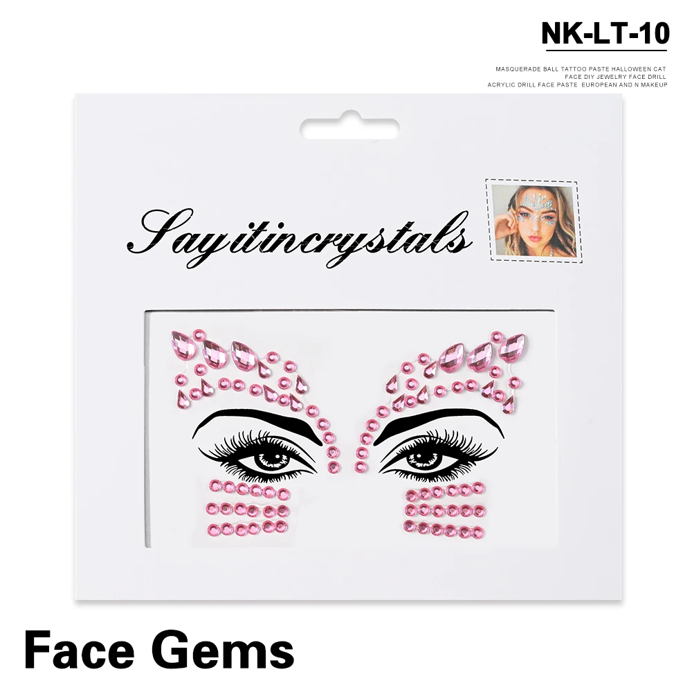 5Pcs Mermaid Face Jewels Gems Rhinestones Rave Eyes Body Temporary Sticker Crystal Face Stickers Decorations for Women & Girl **