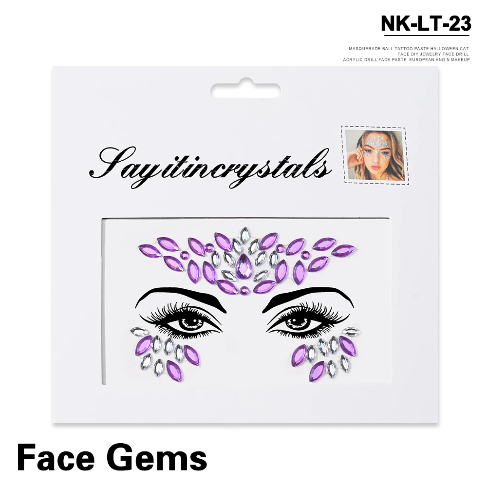 5Pcs Mermaid Face Jewels Gems Rhinestones Rave Eyes Body Temporary Sticker Crystal Face Stickers Decorations for Women & Girl **