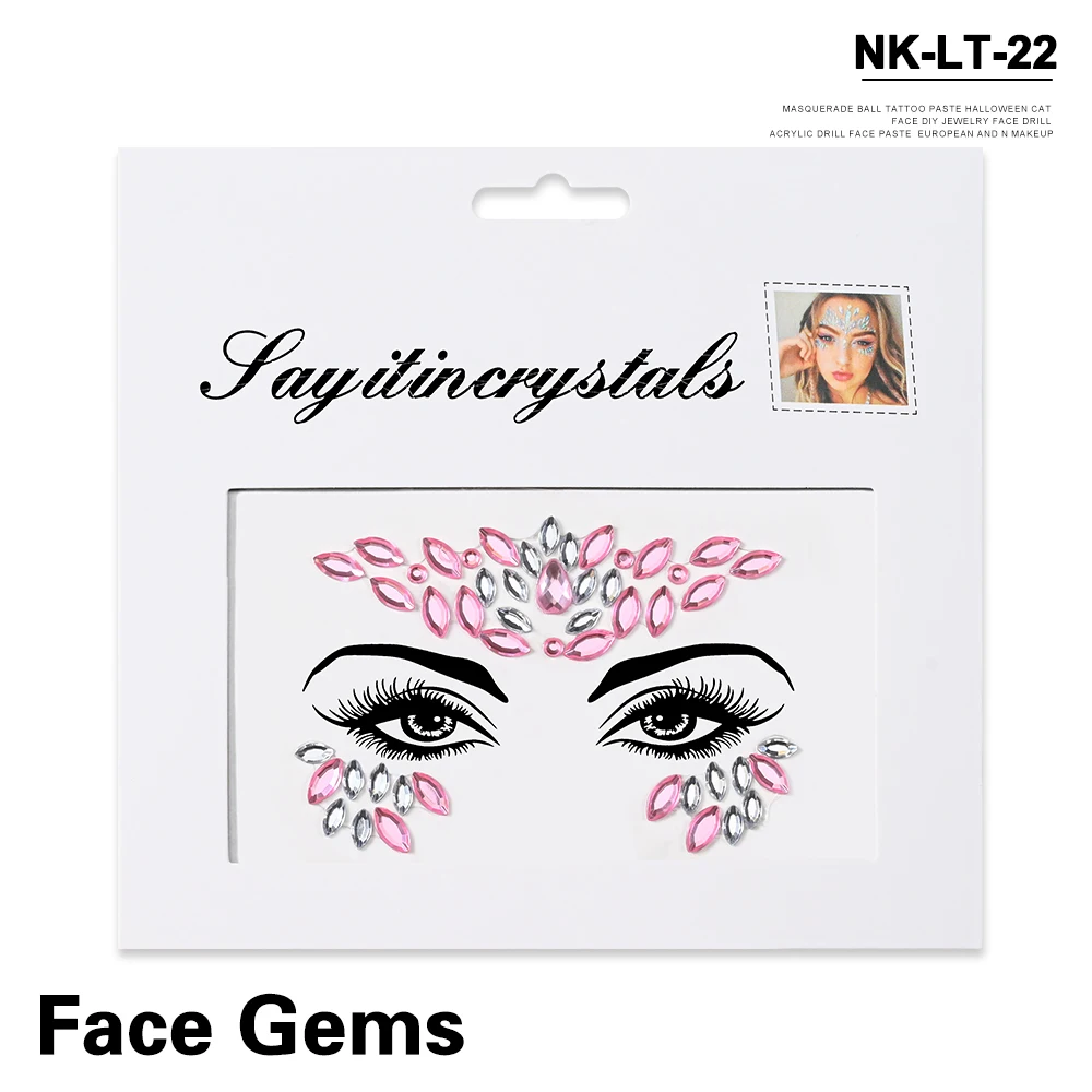5Pcs Mermaid Face Jewels Gems Rhinestones Rave Eyes Body Temporary Sticker Crystal Face Stickers Decorations for Women & Girl **