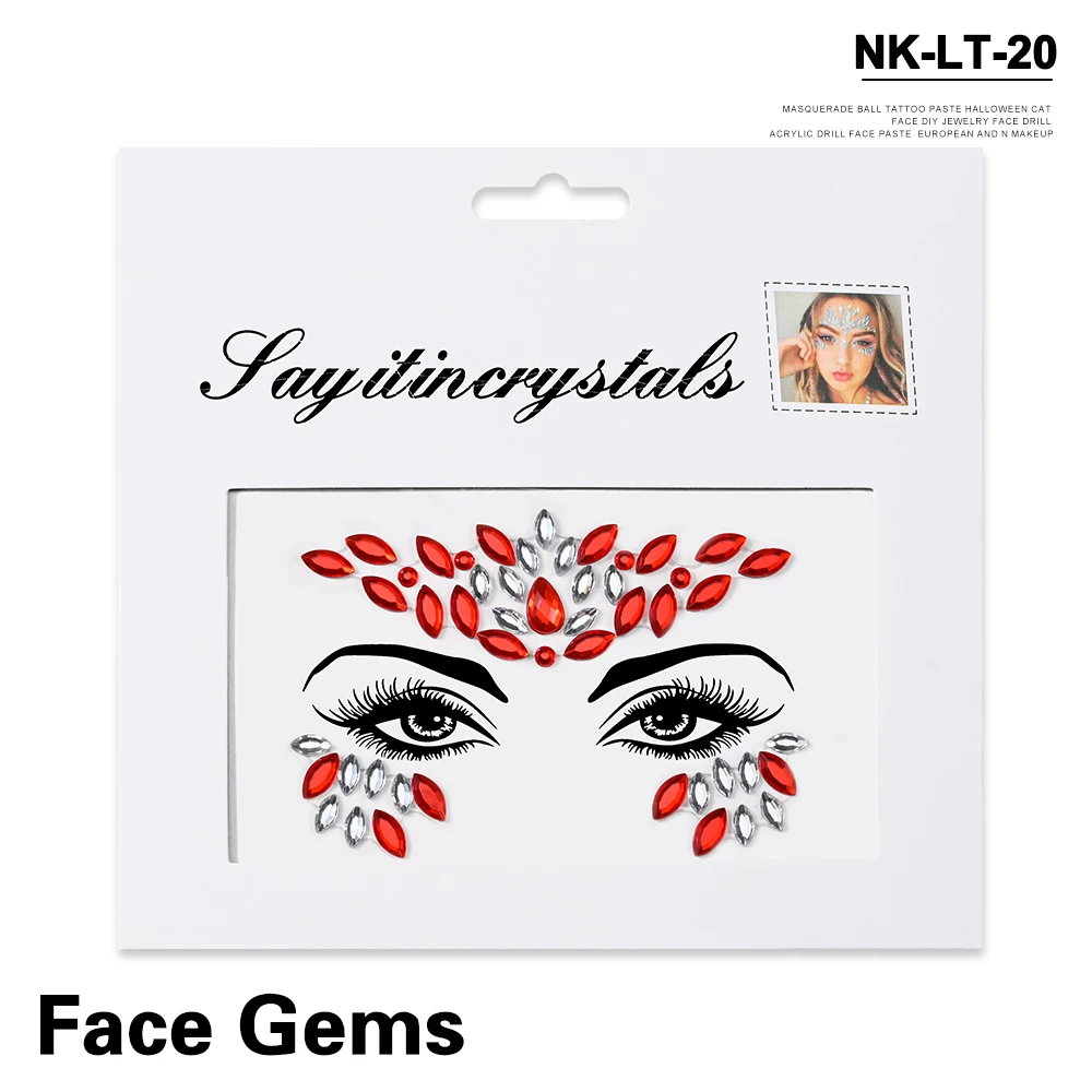 5Pcs Mermaid Face Jewels Gems Rhinestones Rave Eyes Body Temporary Sticker Crystal Face Stickers Decorations for Women & Girl **