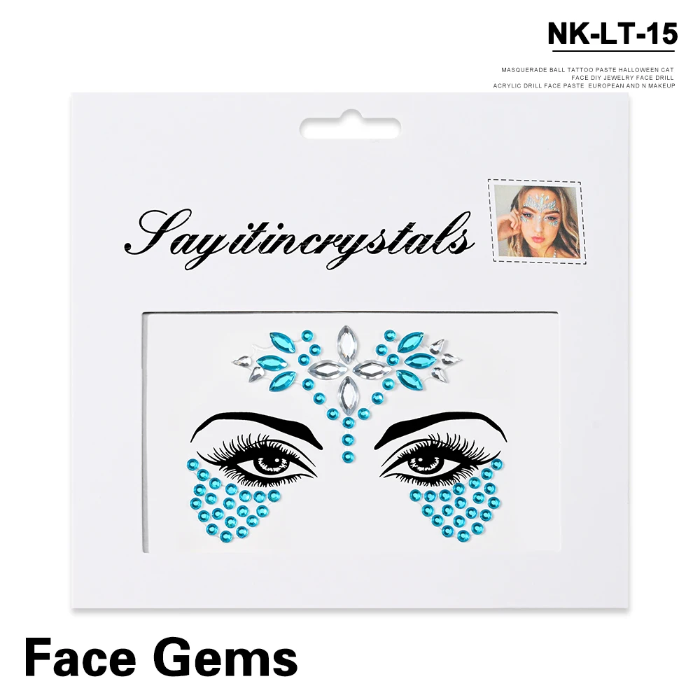 5Pcs Mermaid Face Jewels Gems Rhinestones Rave Eyes Body Temporary Sticker Crystal Face Stickers Decorations for Women & Girl **