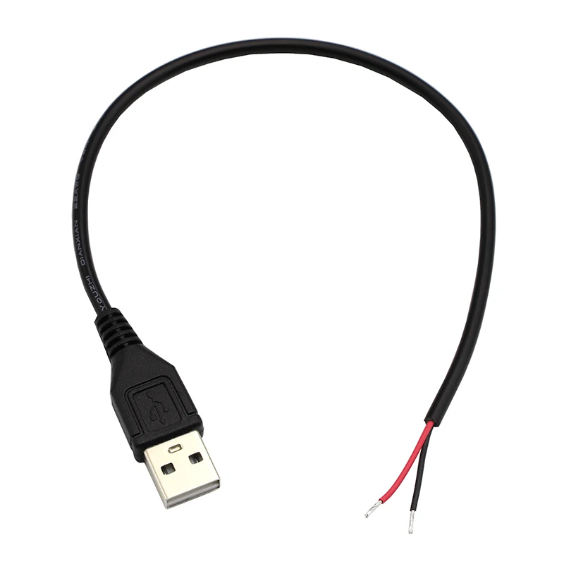 5V USB 2.0 2 Pin 2 Wire DIY USB Male Jack Connector Cable Power Charge Extension Cable Cord 0.3m/1m/2m Connector Adapter