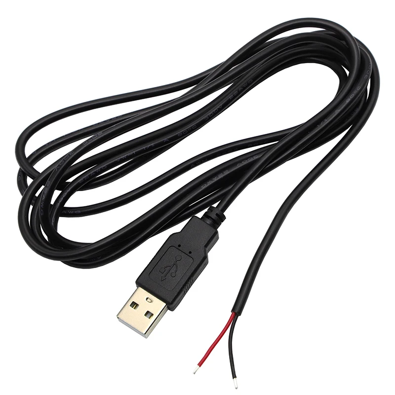 5V USB 2.0 2 Pin 2 Wire DIY USB Male Jack Connector Cable Power Charge Extension Cable Cord 0.3m/1m/2m Connector Adapter