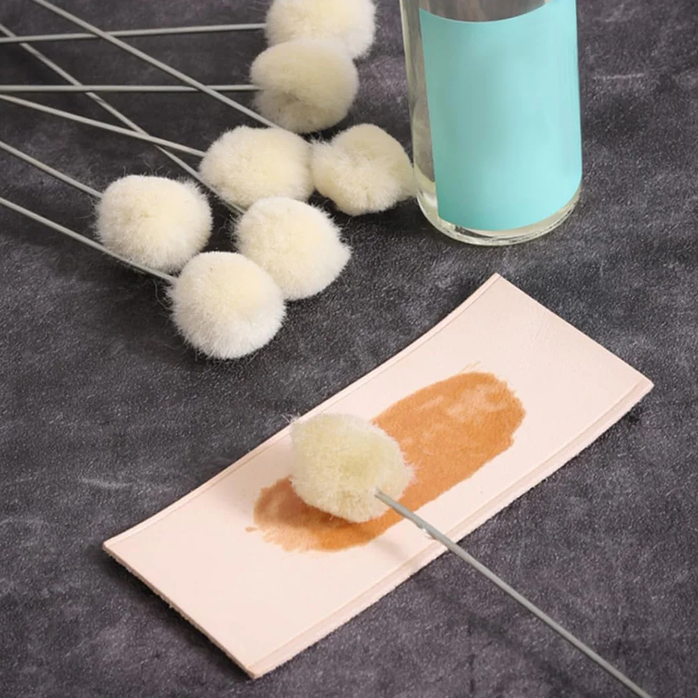 10/30pcs Leather Wool Balls Painting Brush Assisted Dyeing Leather Dauber Tool Leather Dyeing Brush Sponge Paint Brush
