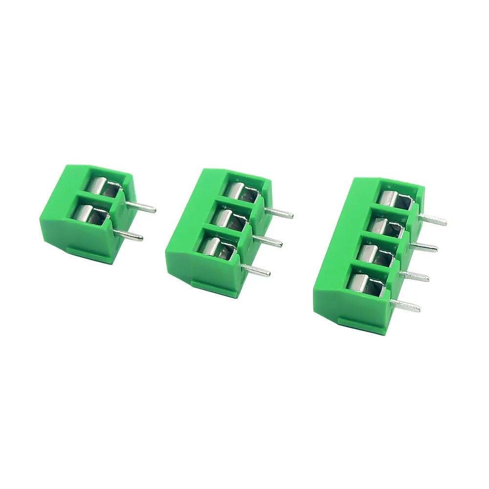 50Pcs/BOX Green Blue Pitch 5.0mm Straight Pin 2P 3P Screw PCB Terminal Block Connector 10A 300V 24-18AWG
