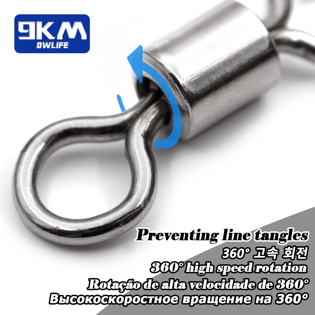 9KM Stainless Steel Swivels 25~100Pcs Barrel Swivels Fishing Rolling Swivel Lure Line Connector High Strength Fishing Tackle