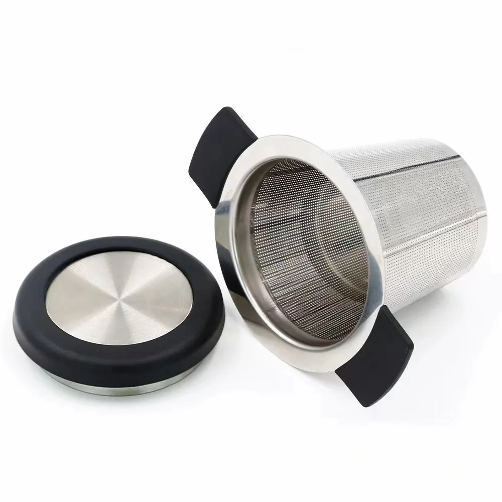 Stainless Steel Tea Filter with Double-Handle, Silicone Tea Filter, Double-Ear Tea Maker, Tea Partition