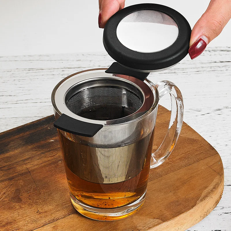 Stainless Steel Tea Filter with Double-Handle, Silicone Tea Filter, Double-Ear Tea Maker, Tea Partition