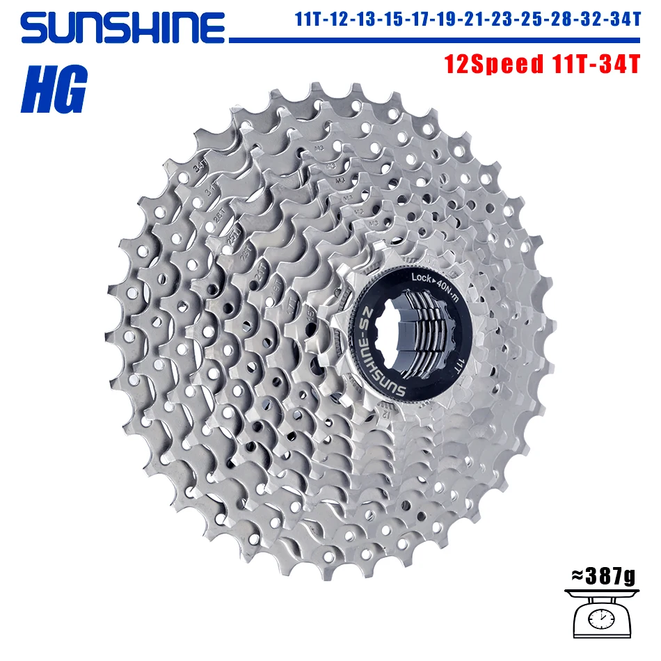 SUNSHINE Road Bike Cassette 8/9/10/11/12 Speed 23/25/28/32/34/36T k7 Cassette 8V 9V 10V 11V 12V for SHIMANO HG