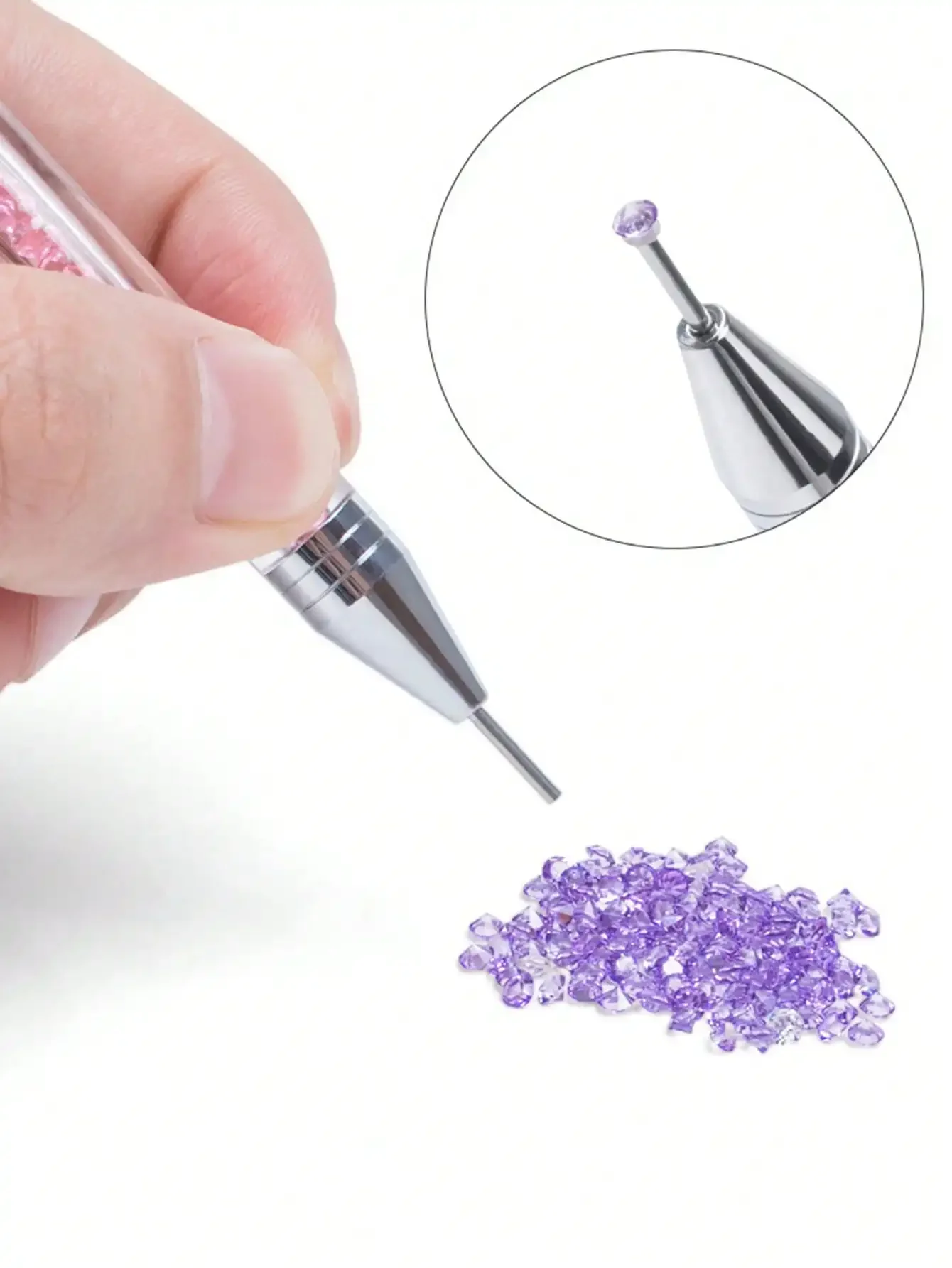2Pcs set of manicure double-ended diamond pens with crayons stainless steel tweezers nail art grafting eyelashes manicure tools
