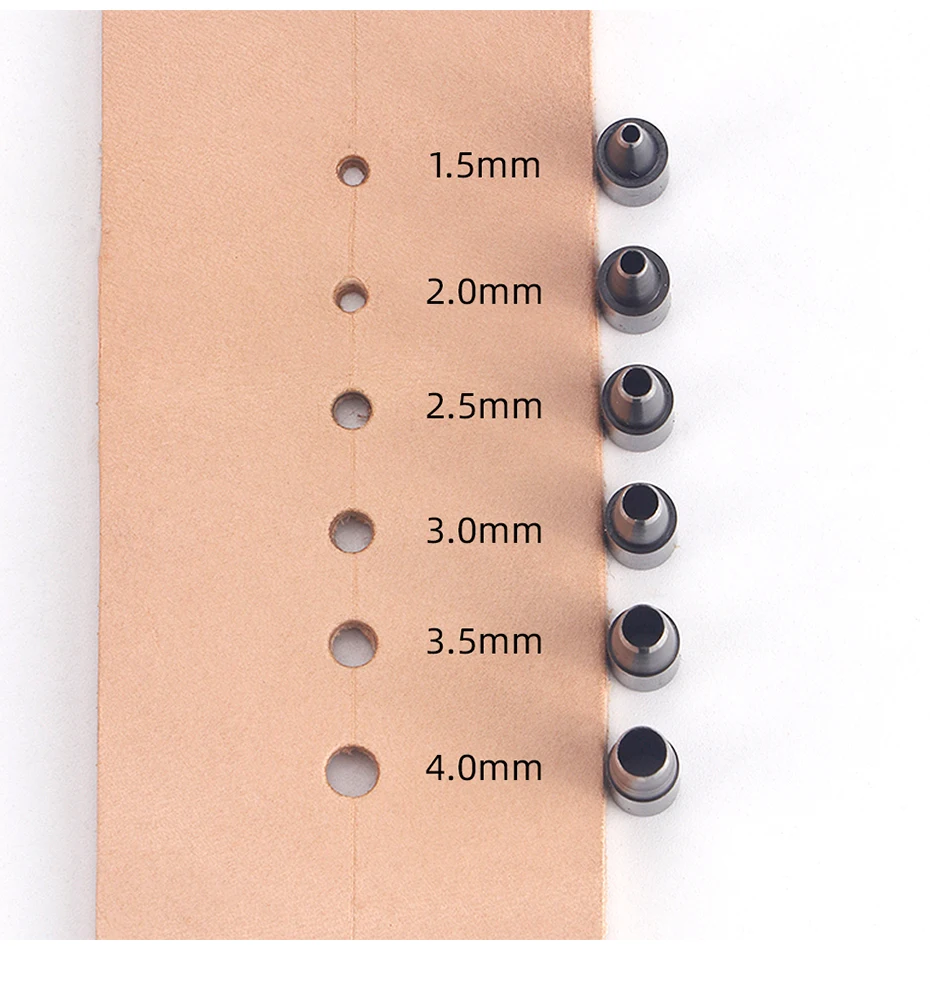 QJH 1Set Japanese Screw Punch Tool Kit Hole Punch 6 Tips Size 1.5mm - 4mm for Sewing DIY Leathercraft, Paper Crafts, Bookbinding