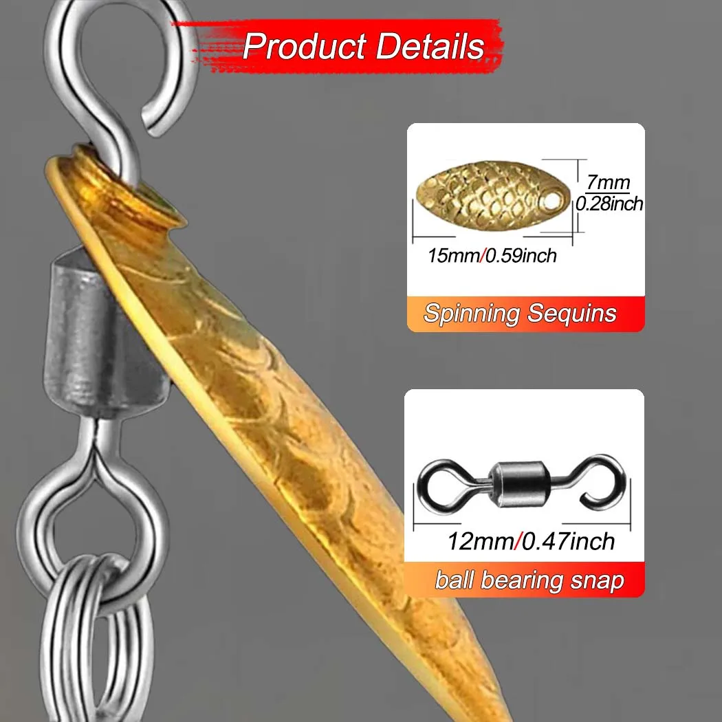 6Pcs Spinner Sequin Scud Nymph Scud Lure Fly for Trout Fishing Artificial Insect Bait Simulated Scud Worm Realistic Fishing L