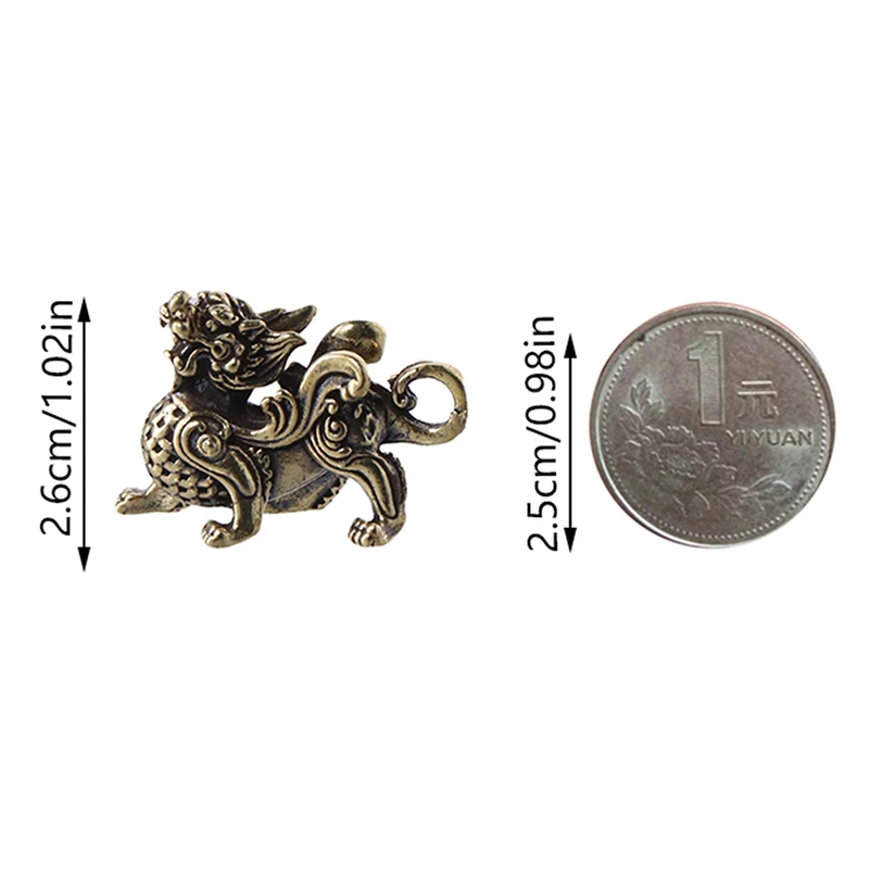 Kirin Feng Shui Ornament Pure Copper Unicorn Pendant Statue Figurine Kylinsculpture Wealth Brass Decor Chinese Pi Ornament
