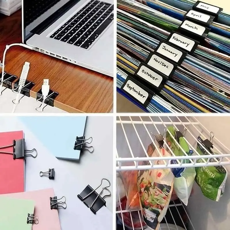 30/20/15/10/5Pcs Binder Clips Black Foldback Clips 15/19/25/32/41/51mm Office Clip Paper Clips for Home School Office Storage