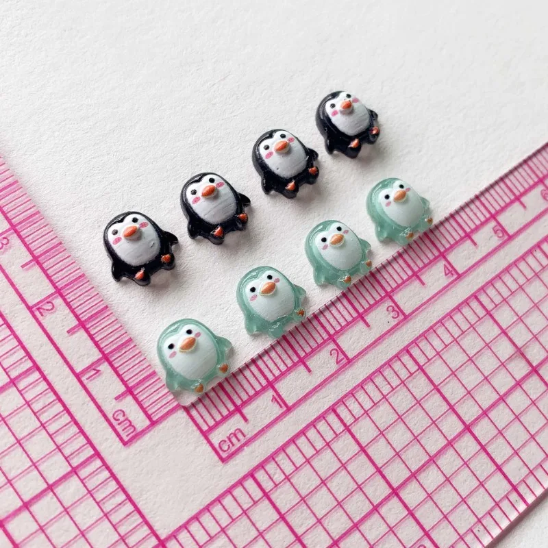 50pcs Cute 9mm Resin Mini Penguin Series Flat Back Stone Figurines DIY Wedding Scrapbook Manicure Accessories