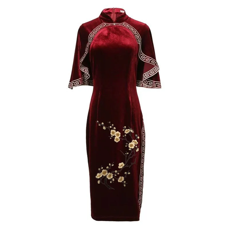 31*22CM Plum Blossom Flowers Embroidery Applique Iron-On Patches,Fabric Sticker Sew on Patch for Clothes Iron Glue,Fashion Dress