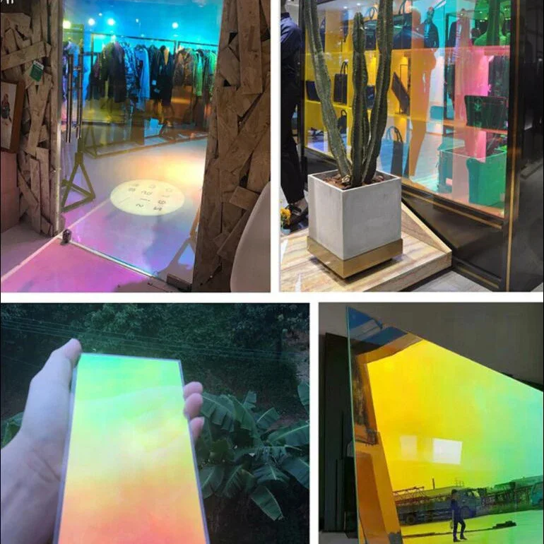 2/3/5M Iridescent Dichroic Glass Privacy Film Rainbow Holographic Window Film Chameleon Window Tint Self Adhesive Decoration