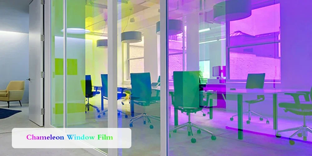 2/3/5M Iridescent Dichroic Glass Privacy Film Rainbow Holographic Window Film Chameleon Window Tint Self Adhesive Decoration